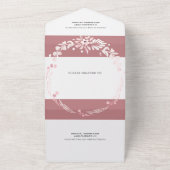 ほこりっぽいバラ、白いフローラガーランド、ハート結婚ズ オールインワン招待状 (外側)