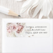 ほこりっぽいバラ&赤面アイボリー差出人住所ラベル ラベル (インサイチュ)