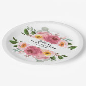 ほこりっぽいバラ |赤面ピンクフローラベビーシャワー ペーパープレート (アングル)