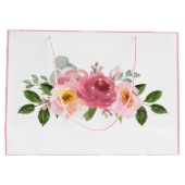 ほこりっぽいバラ |赤面ピンクフローラベビーシャワー ラージペーパーバッグ (裏面)