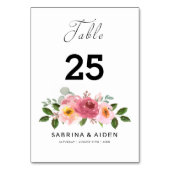 ほこりっぽいバラ |赤面ピンクフローラ結婚ズ テーブルナンバー (裏面)