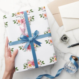 ほこりっぽいバラ |赤面ピンクフローラ結婚ズ ラッピングペーパー