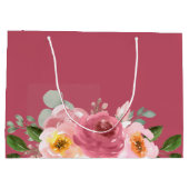 ほこりっぽいバラ |赤面ピンクフローラ結婚ズ ラージペーパーバッグ (裏面)
