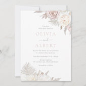 ほこりっぽいバラ、赤面&アイボリーオールシーズンズ結婚ズ 招待状 (正面)