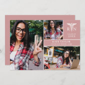 ほこりっぽいバラRN看護3写真卒業パーティー 招待状 (正面/裏面)