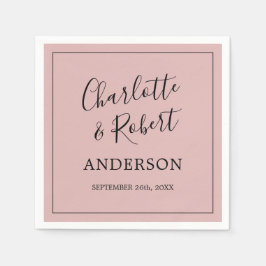 ほこりっぽいパーソナライズされたバラピンクブラック結婚ズ スタンダードカクテルナプキン