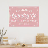 ほこりっぽいパーソナライズされたバラランドリー洗濯乾式折り畳み看板 ポスター (キッチン)