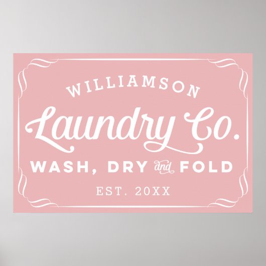 ほこりっぽいパーソナライズされたバラランドリー洗濯乾式折り畳み看板 ポスター (正面)