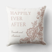 ほこりっぽいパーソナライズされたバラ結婚の綿花 クッション (裏面)