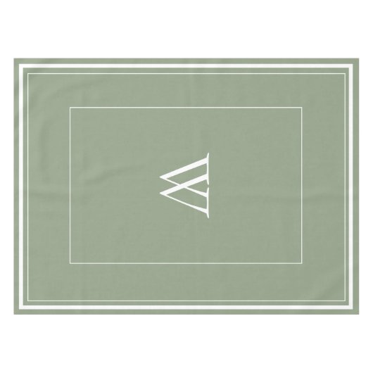 ほこりっぽいパーソナライズされた緑のイニシャルテーブルクロス テーブルクロス (正面(横))