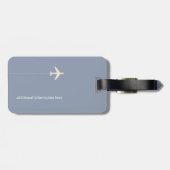 ほこりっぽいパーソナライズされた青い飛行機の旅行 ラゲッジタグ (裏面横)