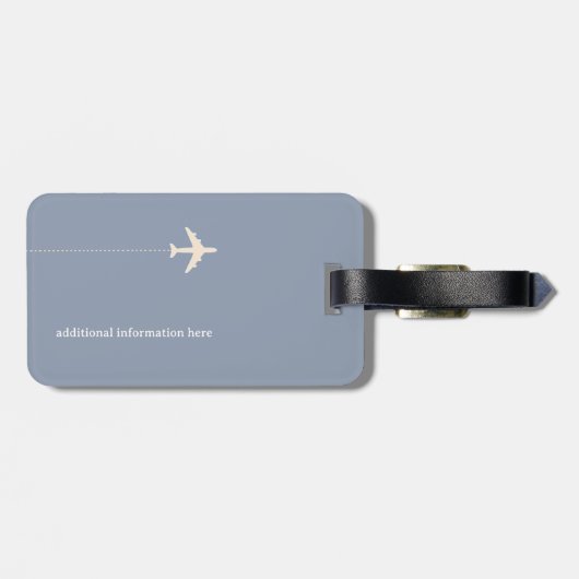 ほこりっぽいパーソナライズされた青い飛行機の旅行 ラゲッジタグ (裏面横)