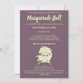 ほこりっぽいパープルマスカレードボール募金会Gala Invite 招待状