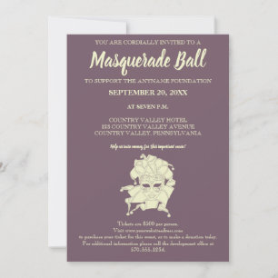 ほこりっぽいパープルマスカレードボール募金会Gala Invite 招待状