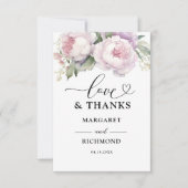 ほこりっぽいパープル牡丹結婚フローラありがとう サンキューカード (正面)