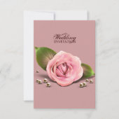 ほこりっぽいビクトリアンバラの花の結婚薄暗いピンク 招待状 (正面)