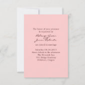 ほこりっぽいビクトリアンバラの花の結婚薄暗いピンク 招待状 (裏面)