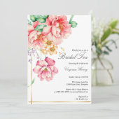 ほこりっぽいビクトリアンピンクガーデンティーブライダルシャワー 招待状 (スタンド正面)