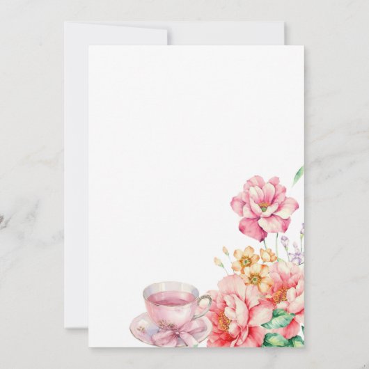 ほこりっぽいビクトリアンピンクガーデンティーブライダルシャワー 招待状 (裏面)