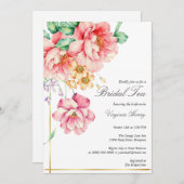 ほこりっぽいビクトリアンピンクガーデンティーブライダルシャワー 招待状 (正面/裏面)