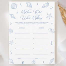 ほこりっぽいビーチ赤ちゃんシャワー年齢のゲームカードを推測 招待状