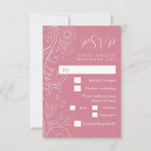 ほこりっぽいピエレガントンクフローラ結婚の食事の選択 出欠カード (正面)