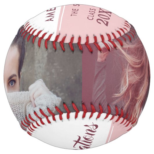 ほこりっぽいピンクおめでとう卒業2写真 ソフトボール (正面)