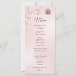 ほこりっぽいピンクさくらんぼ中国のの結婚花のメニュー 招待状