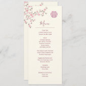 ほこりっぽいピンクさくらんぼ中国のの結婚花のメニュー 招待状 (正面/裏面)