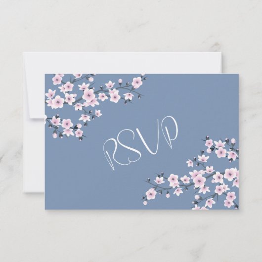 ほこりっぽいピンクさくらんぼ結婚ブロッサム 出欠カード (裏面)
