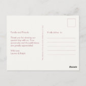 ほこりっぽいピンクとアイボリーの非写真ありがとう ポストカード (裏面)