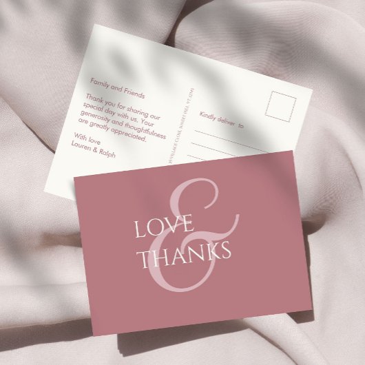 ほこりっぽいピンクとアイボリーの非写真ありがとう ポストカード