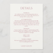 ほこりっぽいピンクとアイボリーモノグラムのの結婚詳細 エンクロージャーカード (正面)