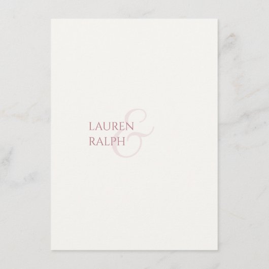 ほこりっぽいピンクとアイボリーモノグラムのの結婚詳細 エンクロージャーカード (裏面)