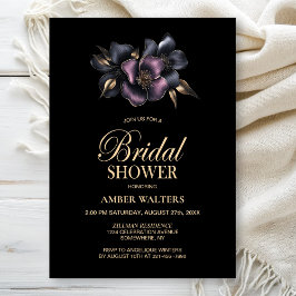 ほこりっぽいピンクとグレーのフローラブライダルシャワー 招待状