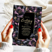 ほこりっぽいピンクとグレーのフローラ任意の年齢の誕生日パーティー 招待状