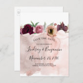 ほこりっぽいピンクとブルゴーニュの赤いフローラ 案内ポストカード (正面/裏面)