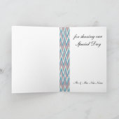 ほこりっぽいピンクとブルーのイカット サンキューカード (内部)