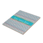 ほこりっぽいピンクとブルーのイカット タイル (側面)