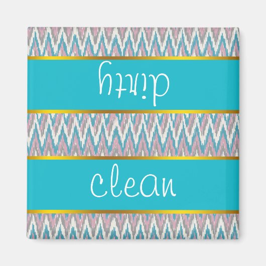 ほこりっぽいピンクとブルーのイカット マグネット (正面)