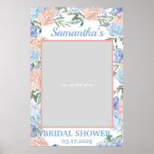 ほこりっぽいピンクとブルーのフローラ写真プロップフレームBoho ポスター (正面)