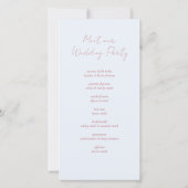 ほこりっぽいピンクとブルーの結婚式プログラム (裏面)