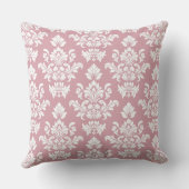 ほこりっぽいピンクと白のヴィンテージダマスク クッション (裏面)