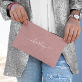 ほこりっぽいピンクと白エレガントの名前 アクセサリーポーチ