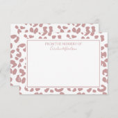 ほこりっぽいピンクと白パーソナライズされたヒョウ柄 サンキューカード (正面/裏面)