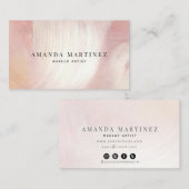 ほこりっぽいピンクと紫のブラシストロークのソーシャルメディア 名刺 (正面/裏面)