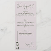 ほこりっぽいピンクと緑結婚の文字のメニュー メニュー (正面)