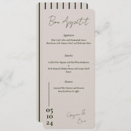 ほこりっぽいピンクと緑結婚の文字のメニュー メニュー