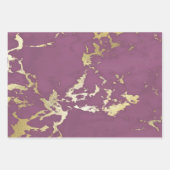 ほこりっぽいピンクと金ゴールドマーブルルック ラッピングペーパーシート (正面3)