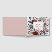 ほこりっぽいピンクと青の花とバーガンディバラ ゲストブック (全面)